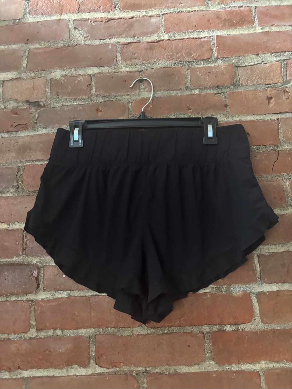Women’s Black Lightweight Ruffle Hem Shorts